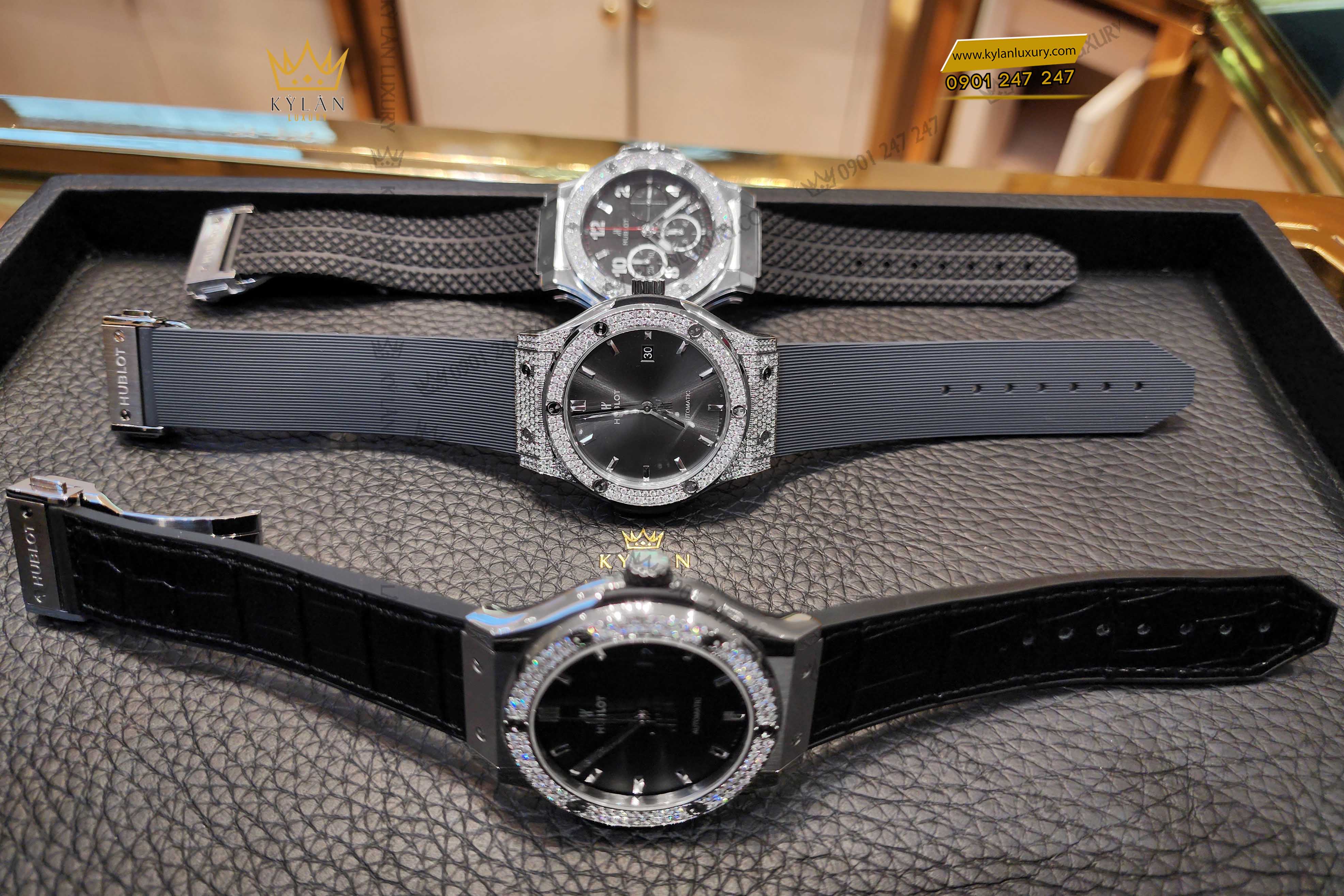 Kỳ Lân Luxury dong ho hublot classic fusion grey custom pave 42mm 542 nx 7071 11 Đồng hồ Hublot Classic Fusion Grey Custom Pave 42mm 542.NX.7071.RX