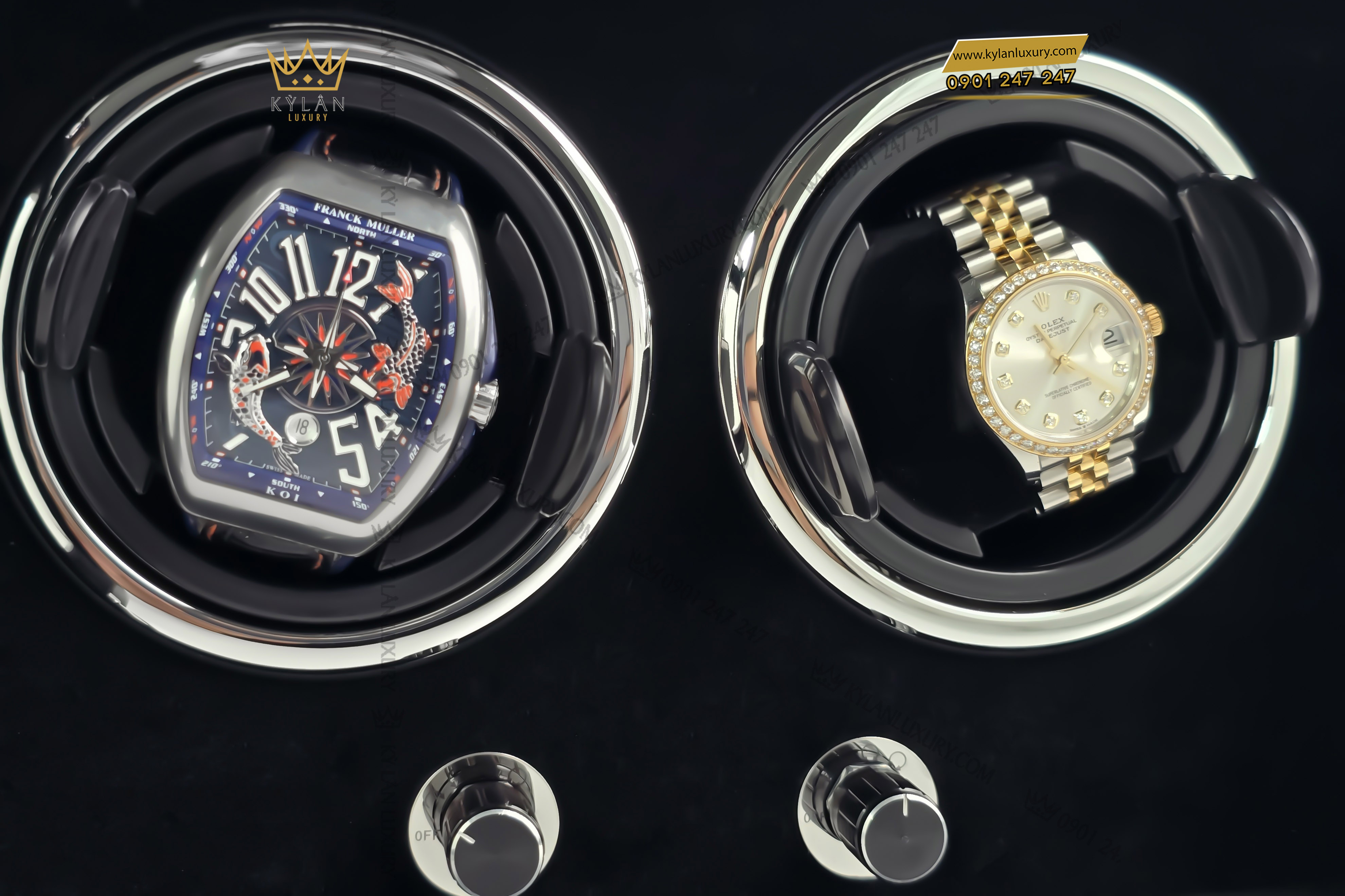Kỳ Lân Luxury hop xoay dong ho 2 ngan xoay 3 Hộp xoay đồng hồ 2 ngăn xoay