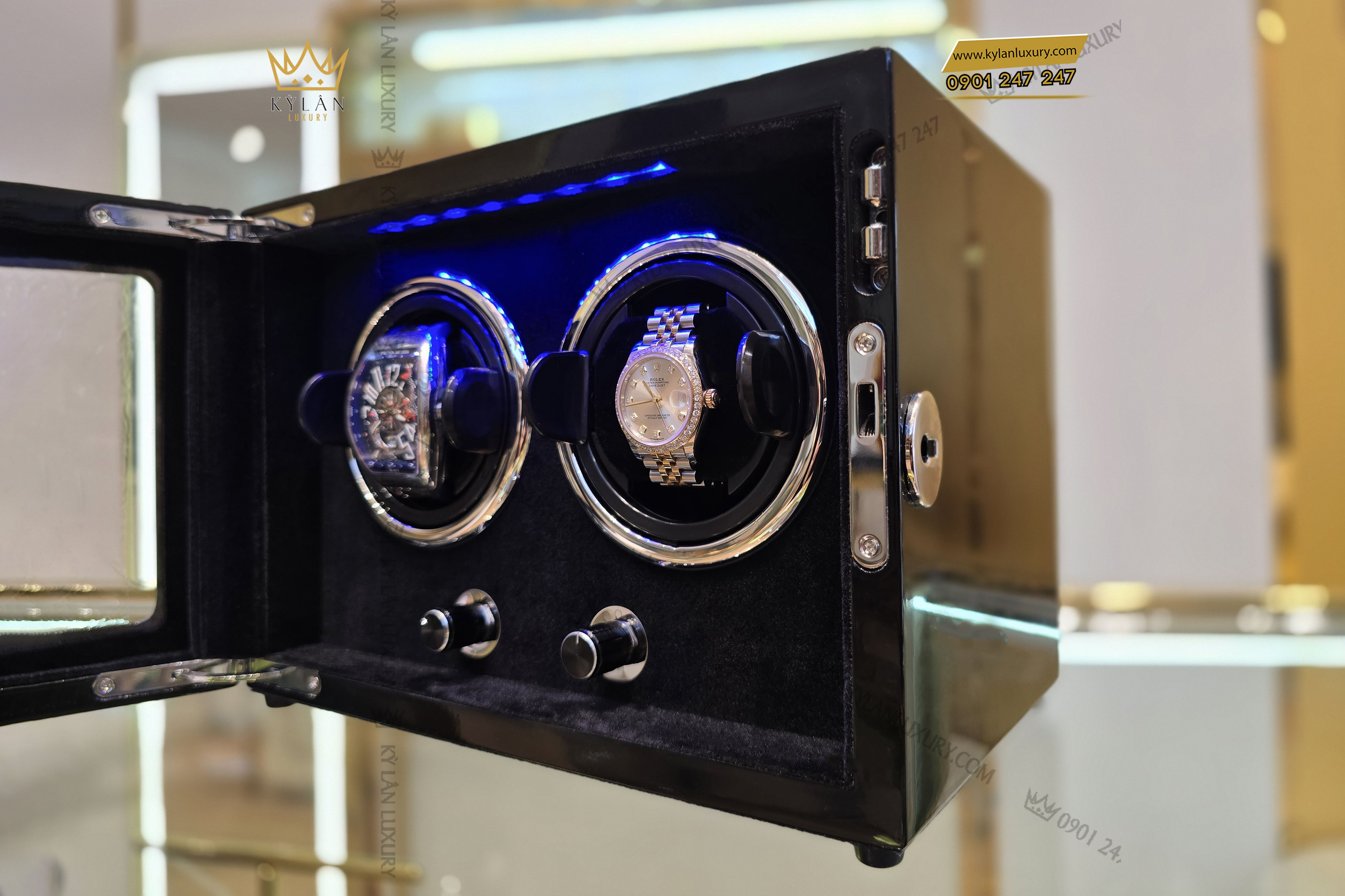 Hộp xoay đồng hồ 2 ngăn xoay