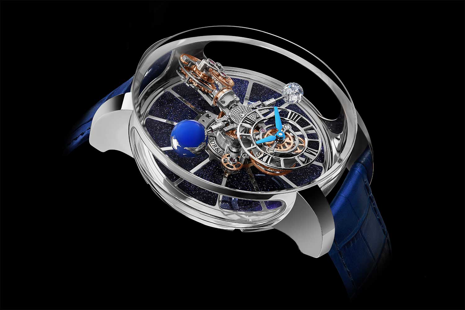 Đồng hồ Jacob & Co. Astronomia Tourbillon và Epic X Black Titanium Bucherer Blue