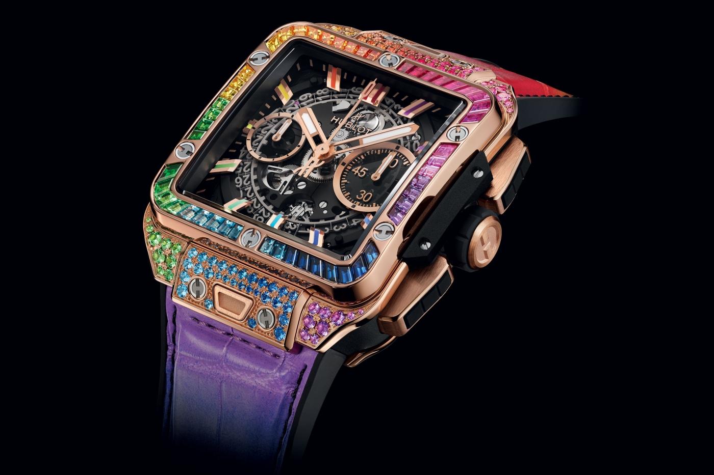 Đồng hồ Square Bang Unico King Gold Rainbow Hublot