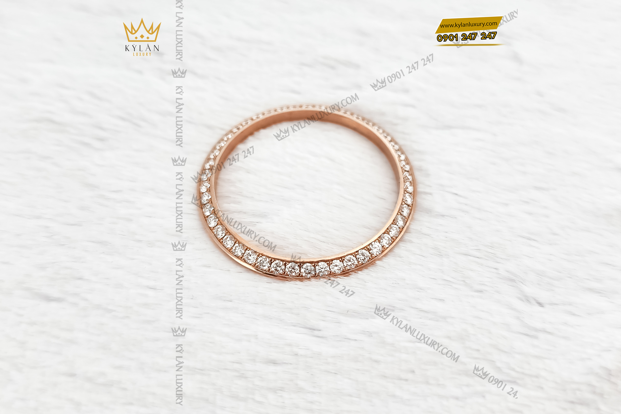 Kỳ Lân Luxury vong bezel rolex vang nguyen khoi au750 dinh kim cuong 31mm 11 Vòng Bezel Rolex vàng nguyên khối Au750 đính kim cương 31mm