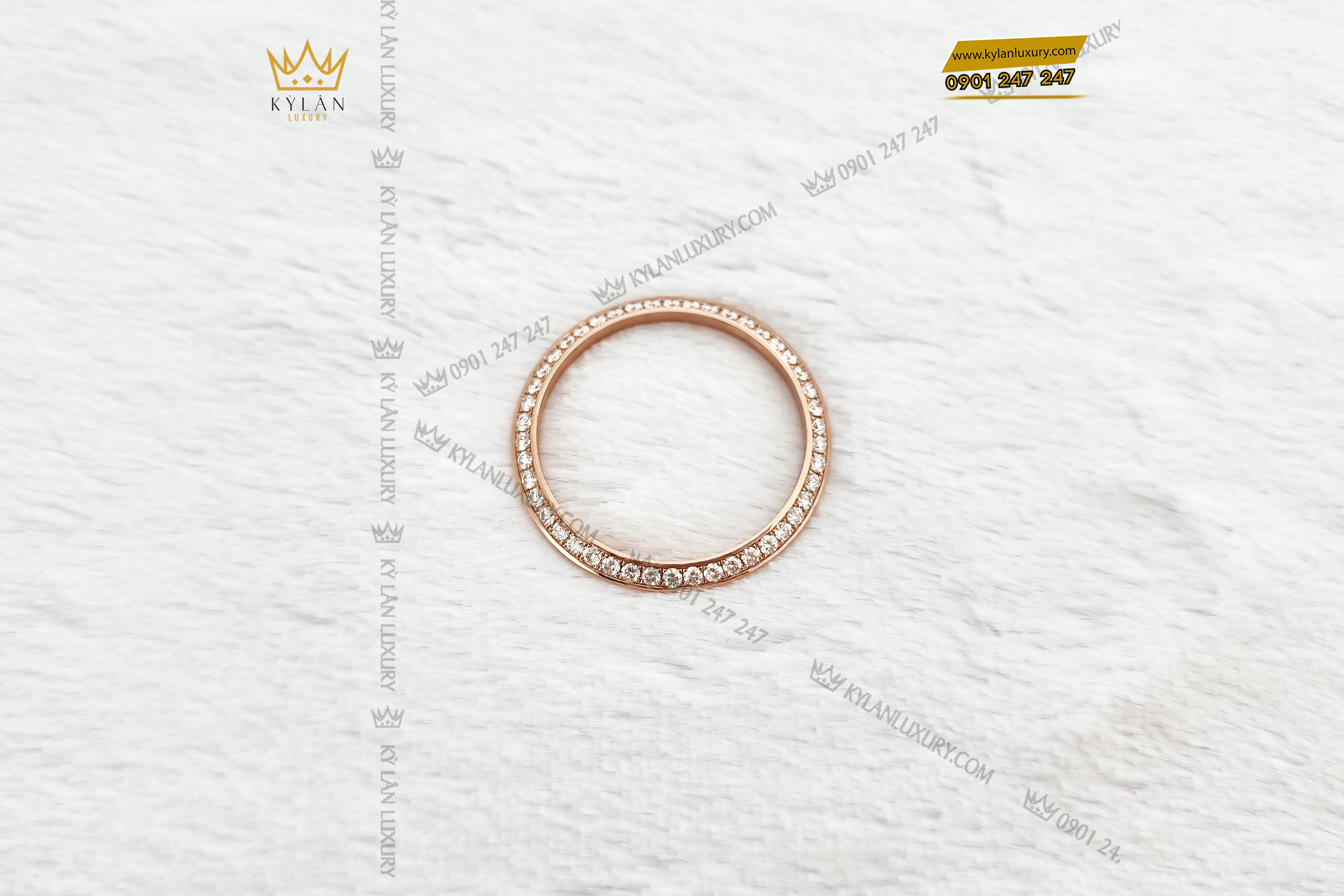 Kỳ Lân Luxury vong bezel rolex vang nguyen khoi au750 dinh kim cuong 31mm 12 Vòng Bezel Rolex vàng nguyên khối Au750 đính kim cương 31mm
