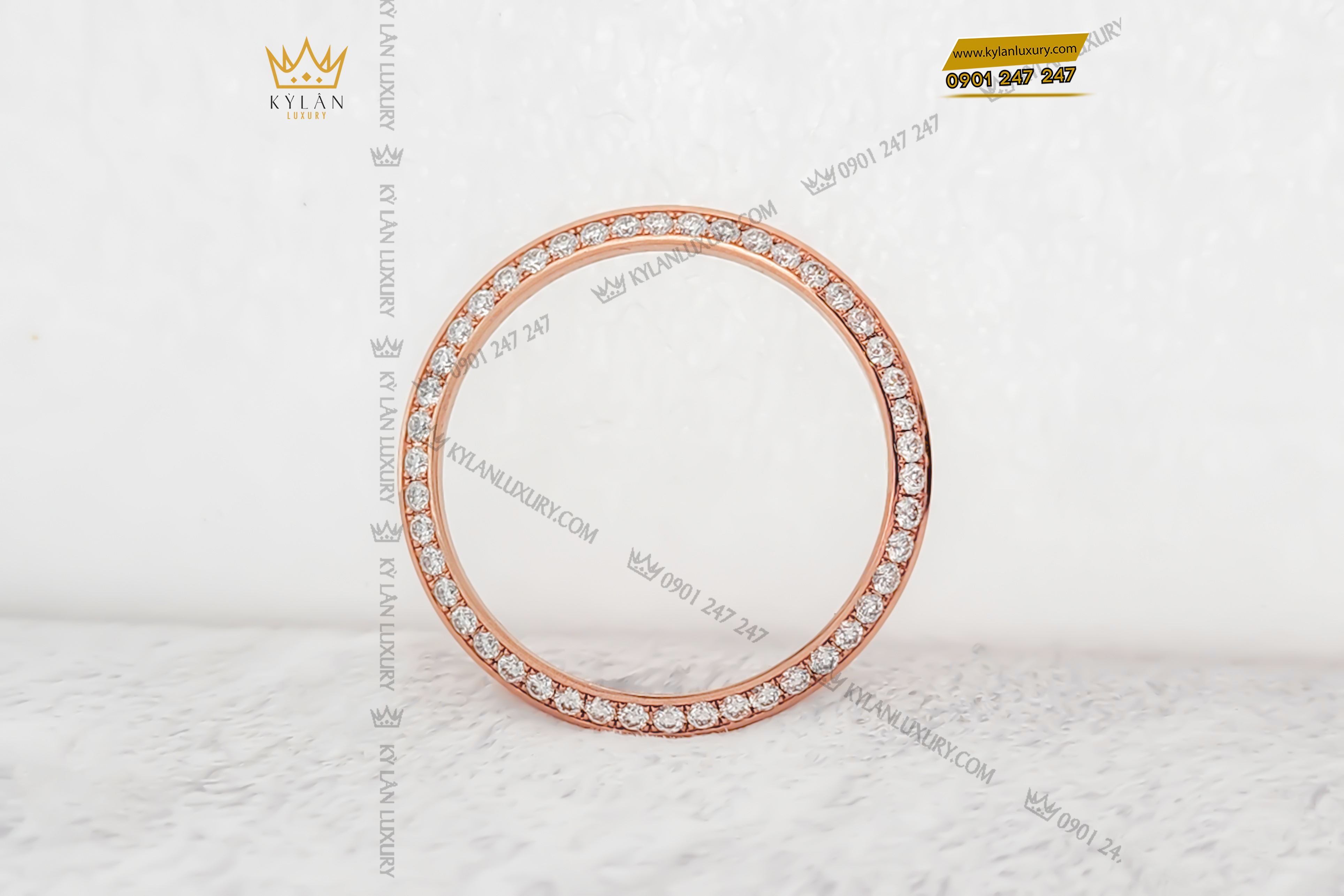 Kỳ Lân Luxury vong bezel rolex vang nguyen khoi au750 dinh kim cuong 31mm 4 Vòng Bezel Rolex vàng nguyên khối Au750 đính kim cương 31mm