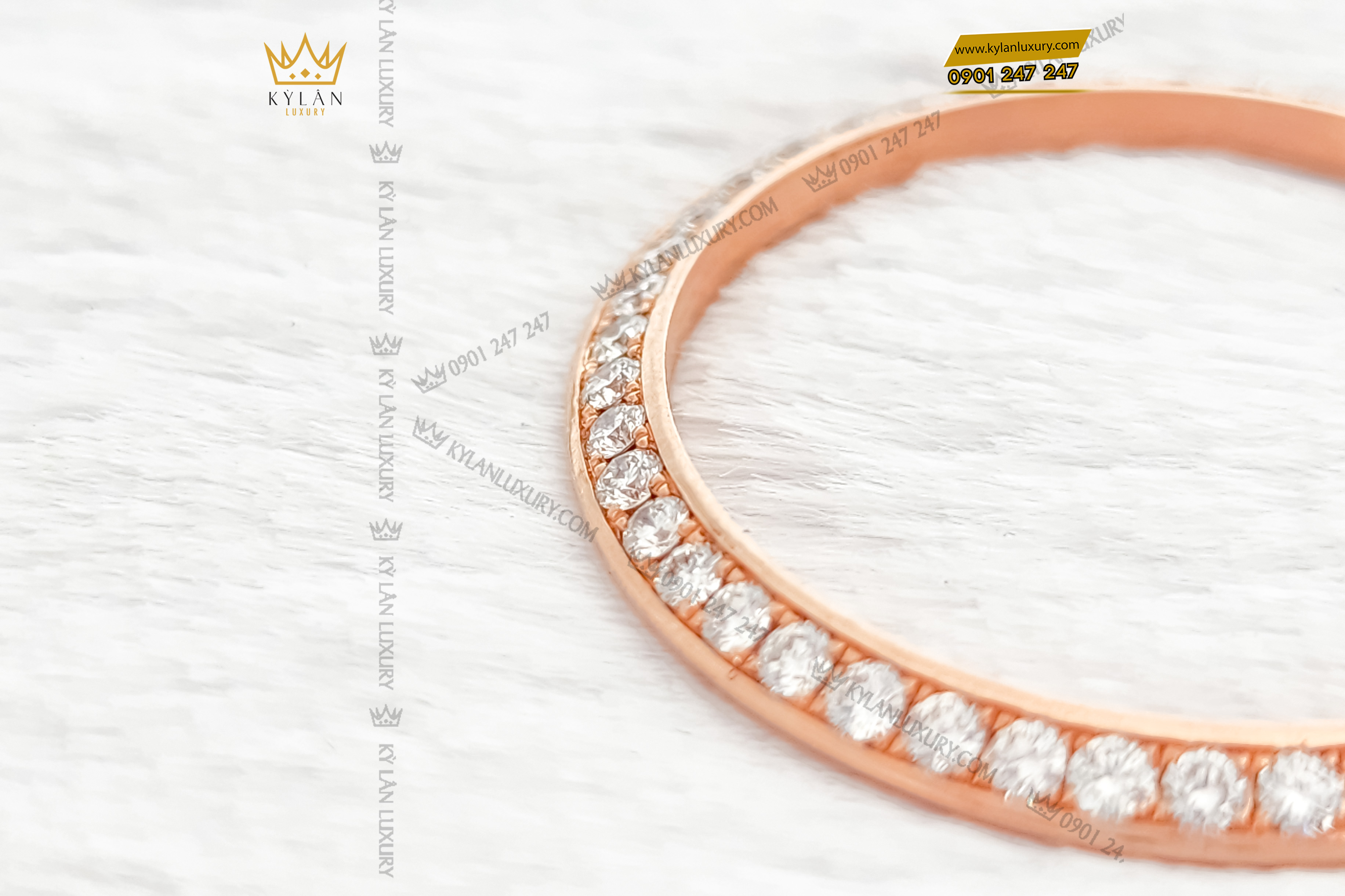 Kỳ Lân Luxury vong bezel rolex vang nguyen khoi au750 dinh kim cuong 31mm 5 Vòng Bezel Rolex vàng nguyên khối Au750 đính kim cương 31mm