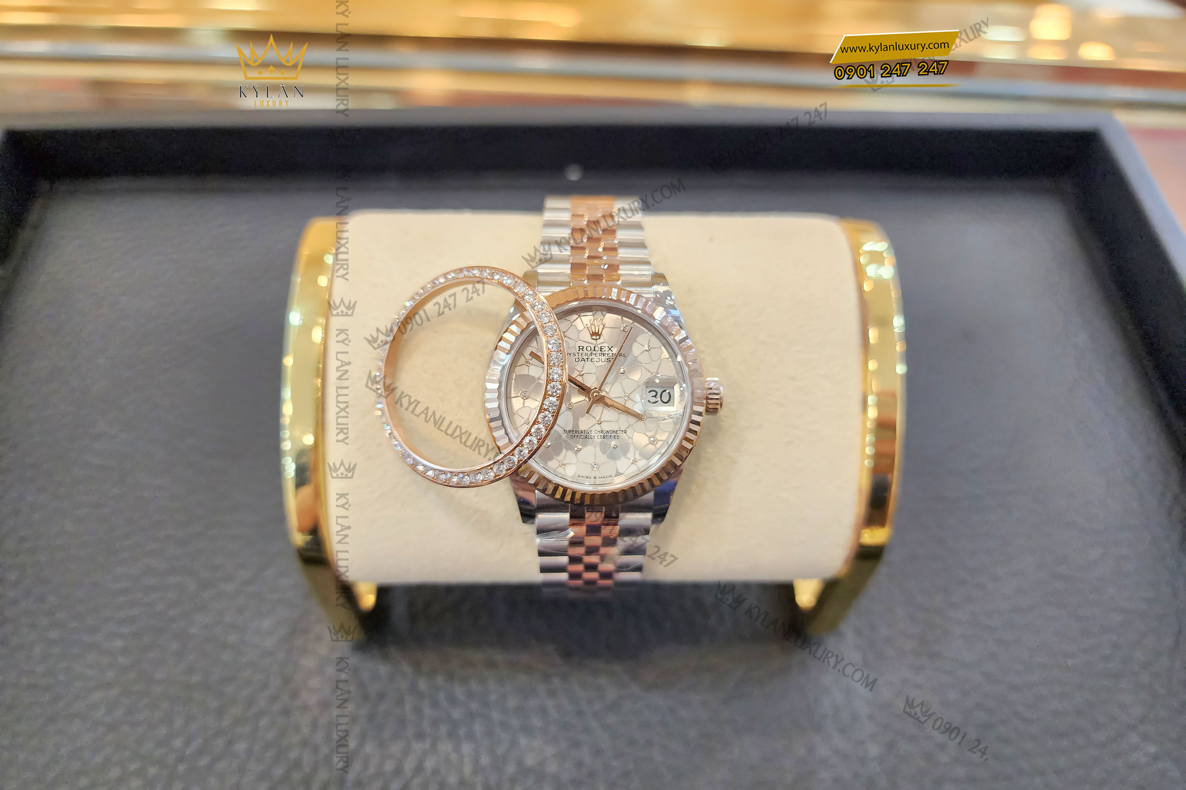 Kỳ Lân Luxury vong bezel rolex vang nguyen khoi au750 dinh kim cuong 31mm 7 Vòng Bezel Rolex vàng nguyên khối Au750 đính kim cương 31mm