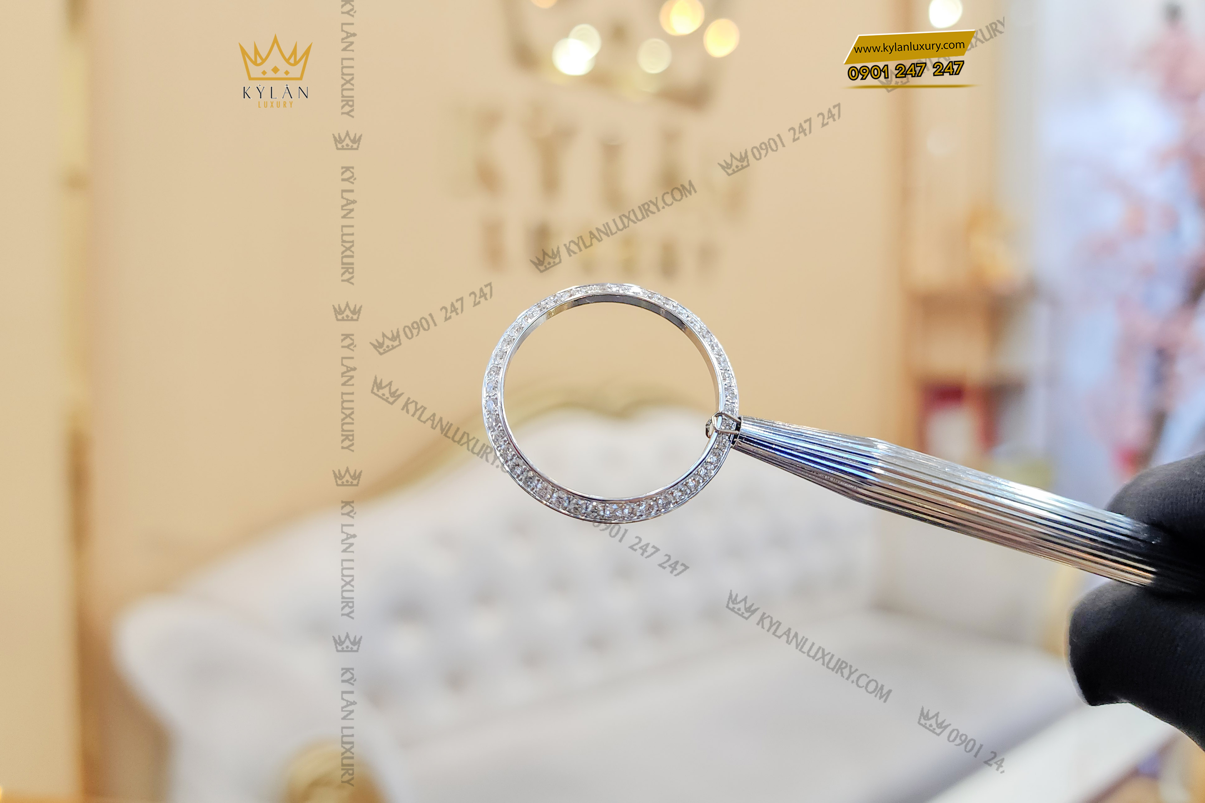 Kỳ Lân Luxury vong bezel rolex vang trang 18k au750 dinh kim cuong 4 Vòng Bezel Rolex vàng trắng 18k Au750 đính kim cương