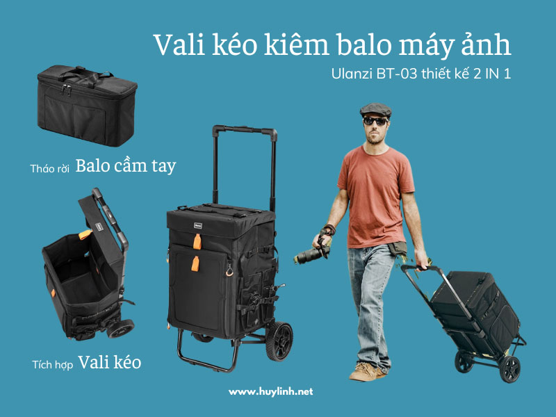 Balo kiêm vali kéo xách tay Ulanzi BT03 chính hãng giá rẻ