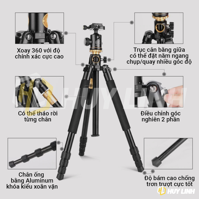 Chân máy ảnh Tripod Beike Q999H trục đứng vuông góc - Có trục trượt ngang để chụp sản phẩm, quay phim | Huy Linh Chân Máy Ảnh Tripod Beike Q999H Trục Đứng Vuông Góc - Có Trục Trượt Ngang Để Chụp Sản Phẩm, Quay Phim | Huy Linh