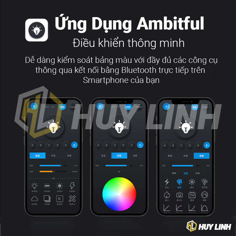 Đèn Led RGB Fill Light Ambitful A1 2500k8500k Pin 3000 Mah Control