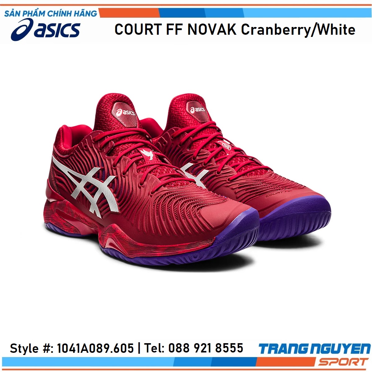 Giày Tennis Asics Court FF Novak Cranberry/White Năm 2022 (1041A089.605)