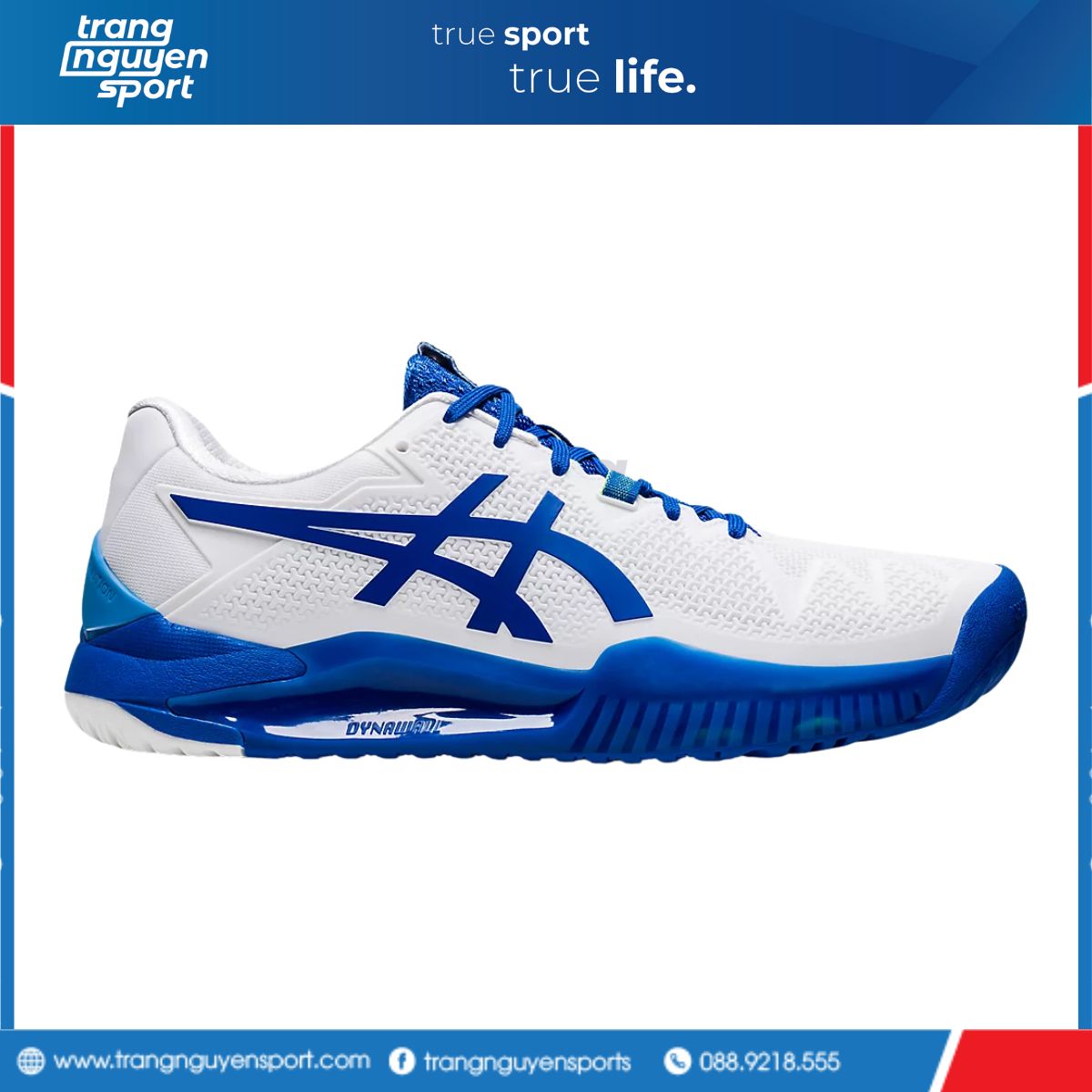 [Chính hãng] Giầy Tennis Asics Gel Resolution 8 White/Tuna Blue (1041A345-960)