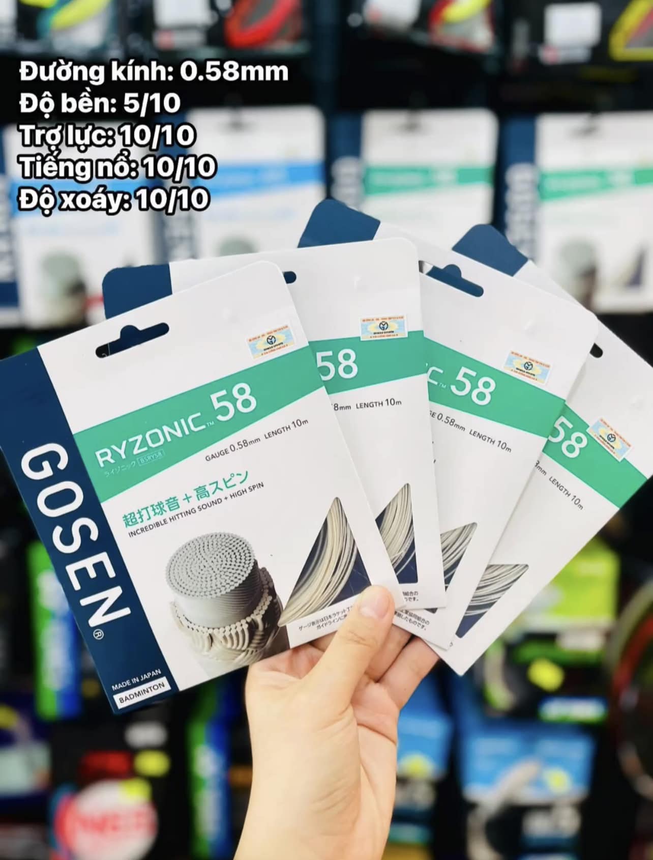 Dây Cước Căng Vợt Cầu Lông Gosen Ryzonic 65 10m BSRY65RE | Màu Đỏ