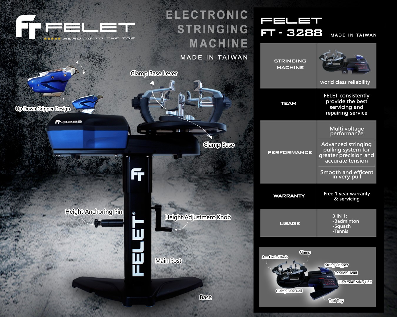 Máy Đan Vợt Cầu Lông Felet FT-3288 | Năm 2024