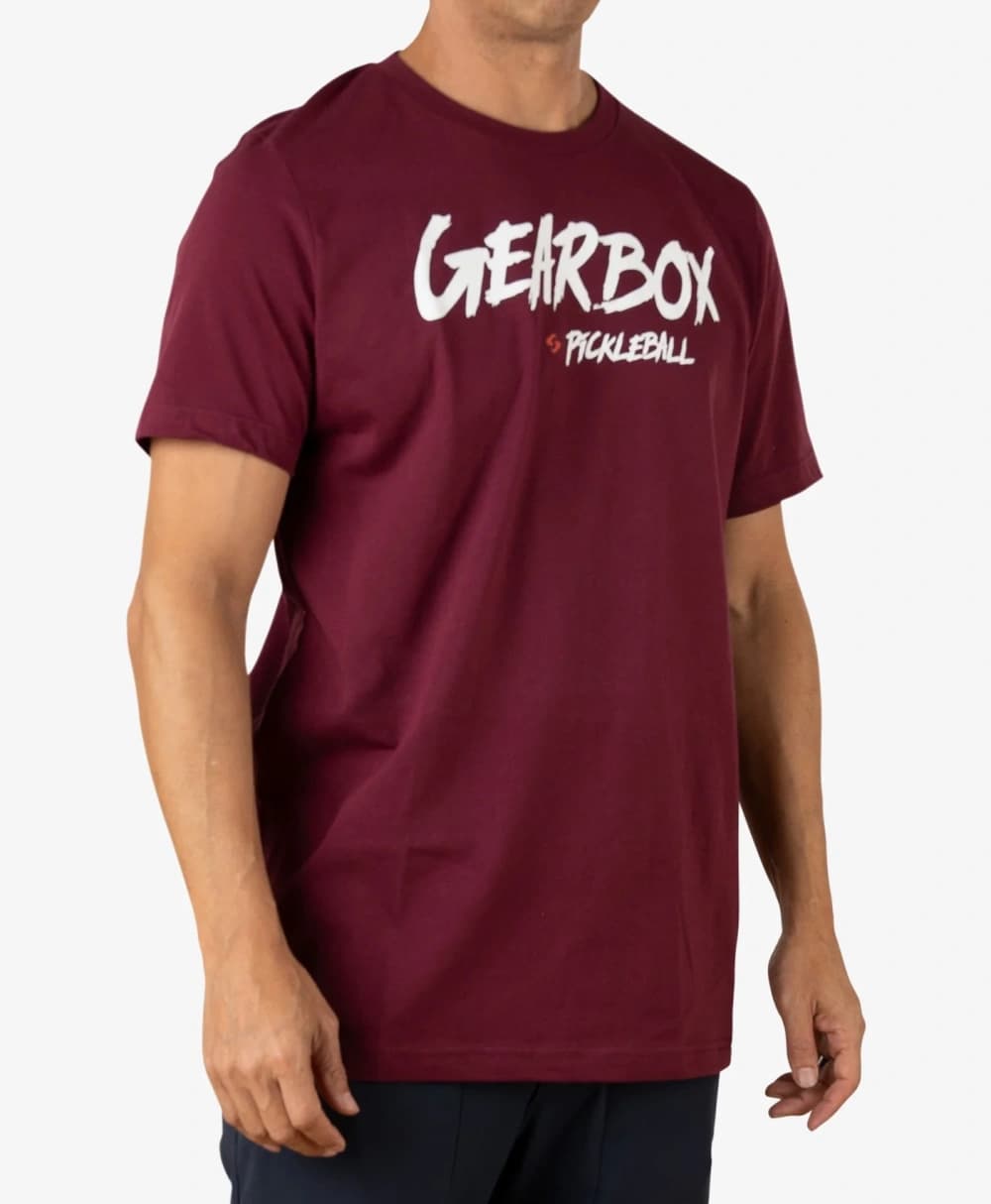 Áo Thun Cotton Nam Pickleball Màu Nâu Maroon - Script