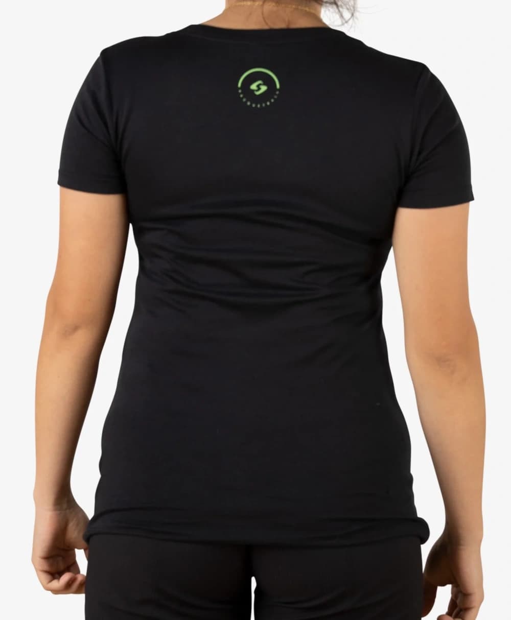 Áo Thun Cotton Nữ Pickleball Màu Đen - Dome Racquetball