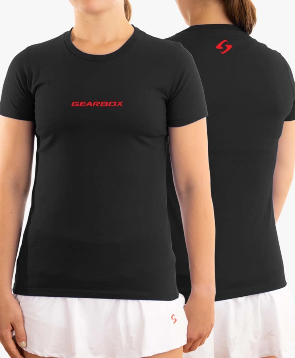 Áo Thun Cotton Nữ Pickleball Màu Đen - Emblem