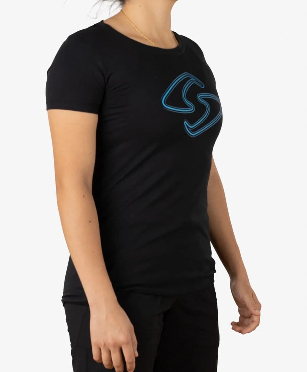 Áo Thun Cotton Nữ Pickleball Màu Đen - Fade