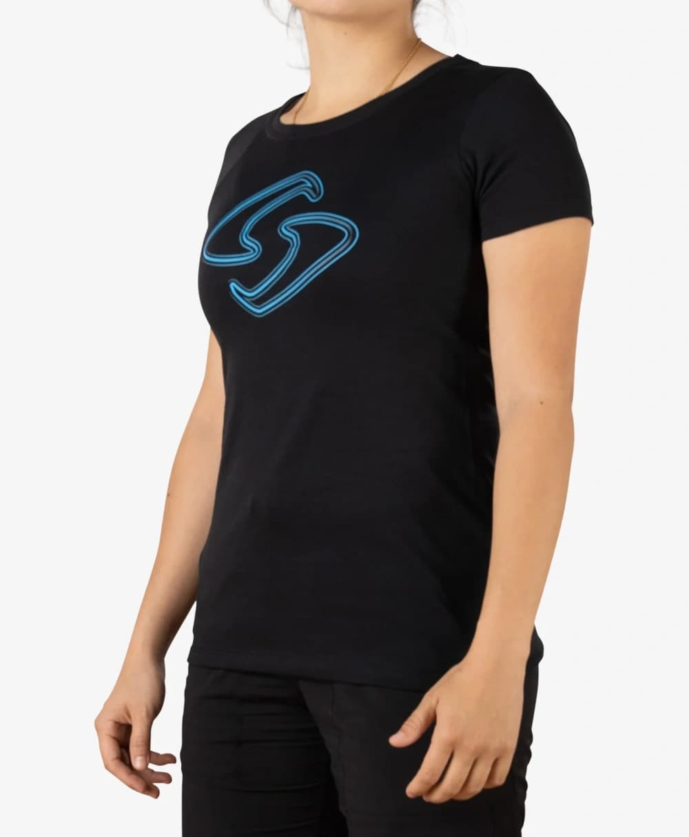 Áo Thun Cotton Nữ Pickleball Màu Đen - Fade