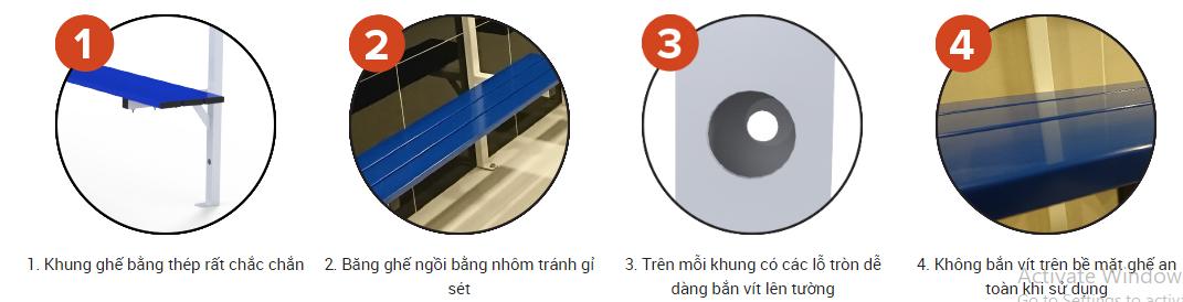 Băng Ghế Gắn Tường Tiêu Chuẩn Dài 2M Có Lưng Tựa Sodex Sport Mã Sản Phẩm S36053