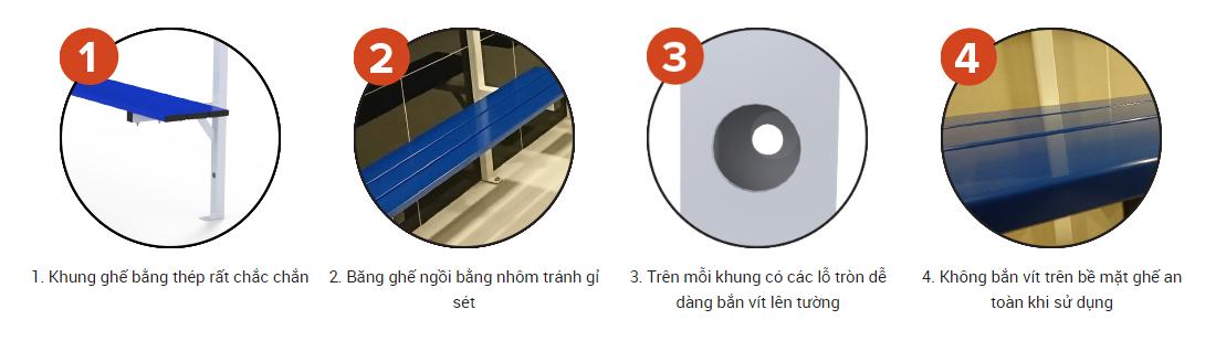 Băng Ghế Gắn Tường Tiêu Chuẩn, Dài 2M Có Lưng Tựa Và Thanh Móc Đồ  Sodex Sport Mã Sản Phẩm S36055