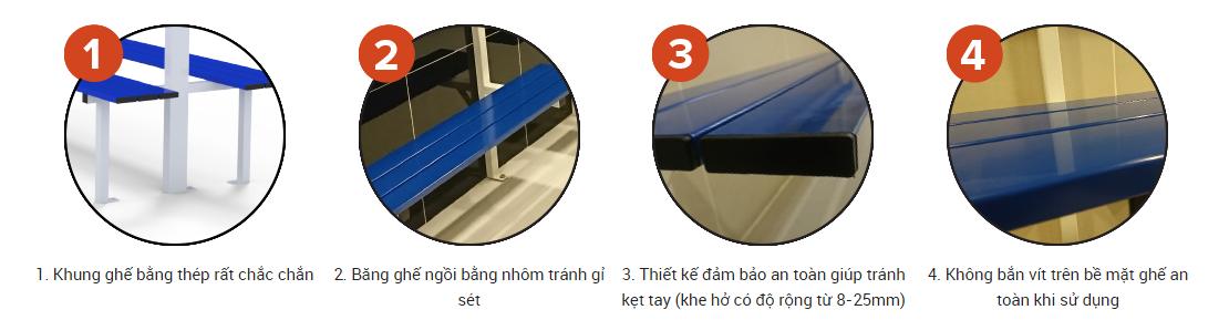 Băng Ghế Rời Gắn Nền Dài 2M Có Lưng Tựa Và Thanh Móc Đồ Sodex Sport Mã Sản Phẩm S36056