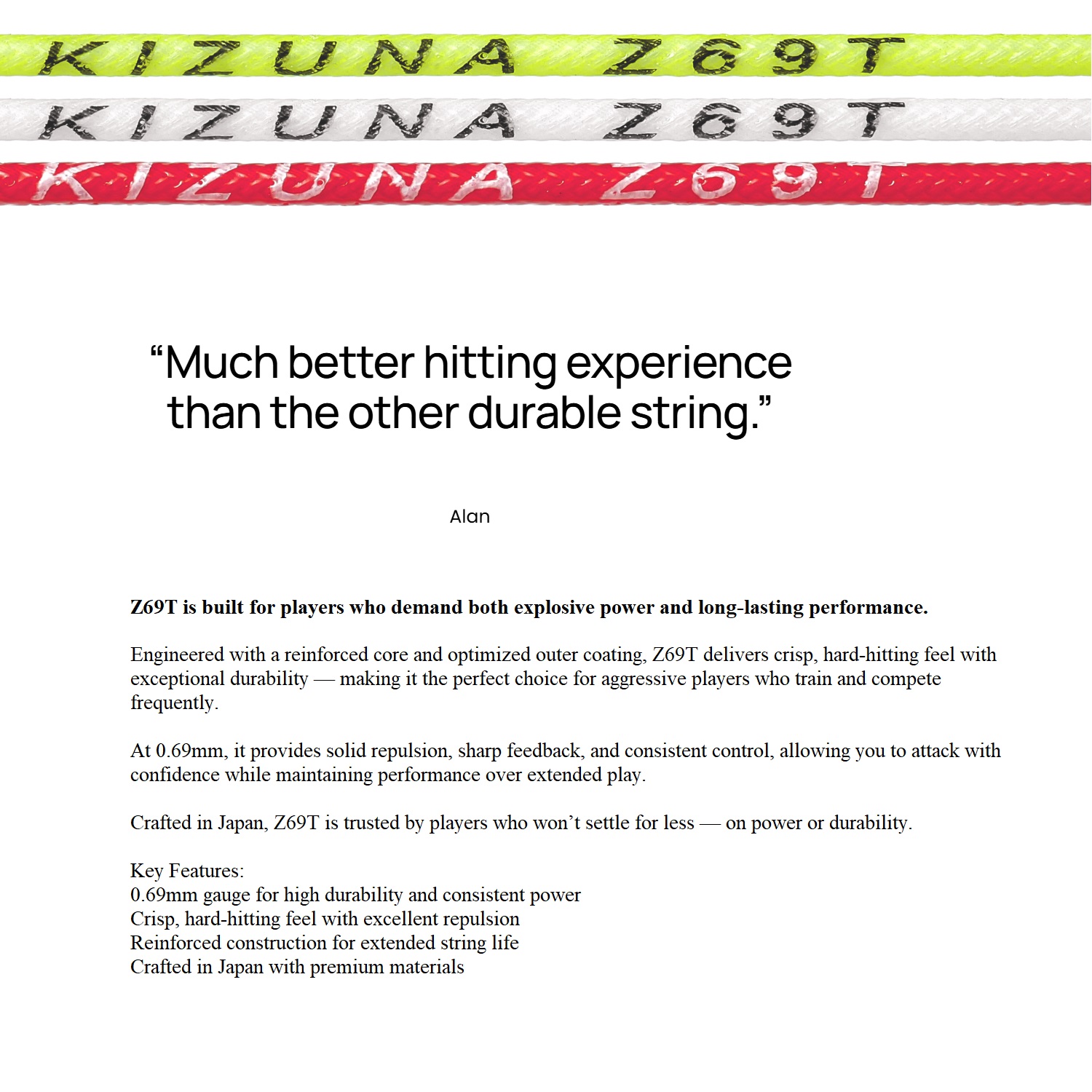 Cuộn Dây Cước Căng Vợt Cầu Lông Kizuna Z69T Titanium | Z69T / 0.69mm - 200m