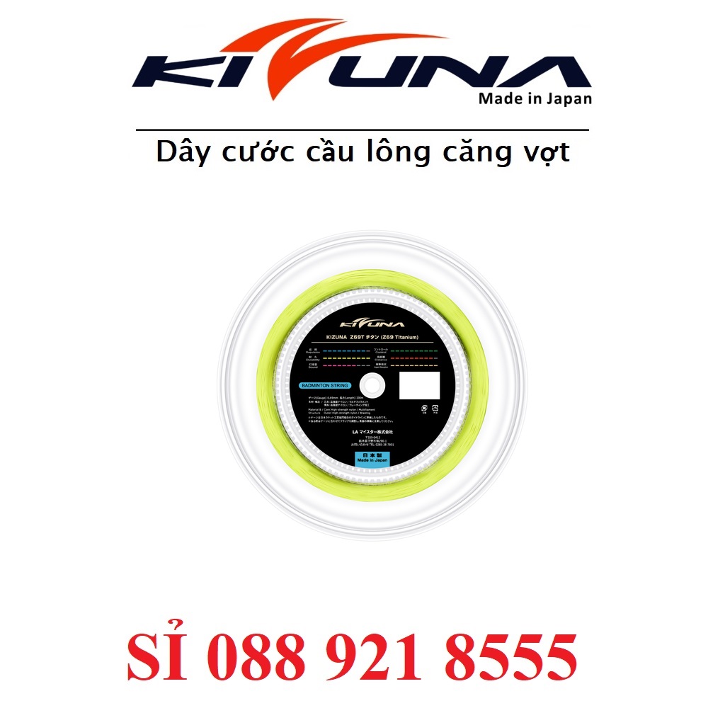 Dây Cước Căng Vợt Cầu Lông Kizuna Z69T Titanium Blue 0.69mm | Cuộn 200m Màu Xanh chuối