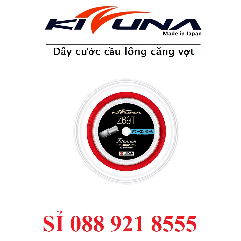 Dây Cước Căng Vợt Cầu Lông Kizuna Z69T Titanium Red 0.69mm | Cuộn 200m Màu Đỏ