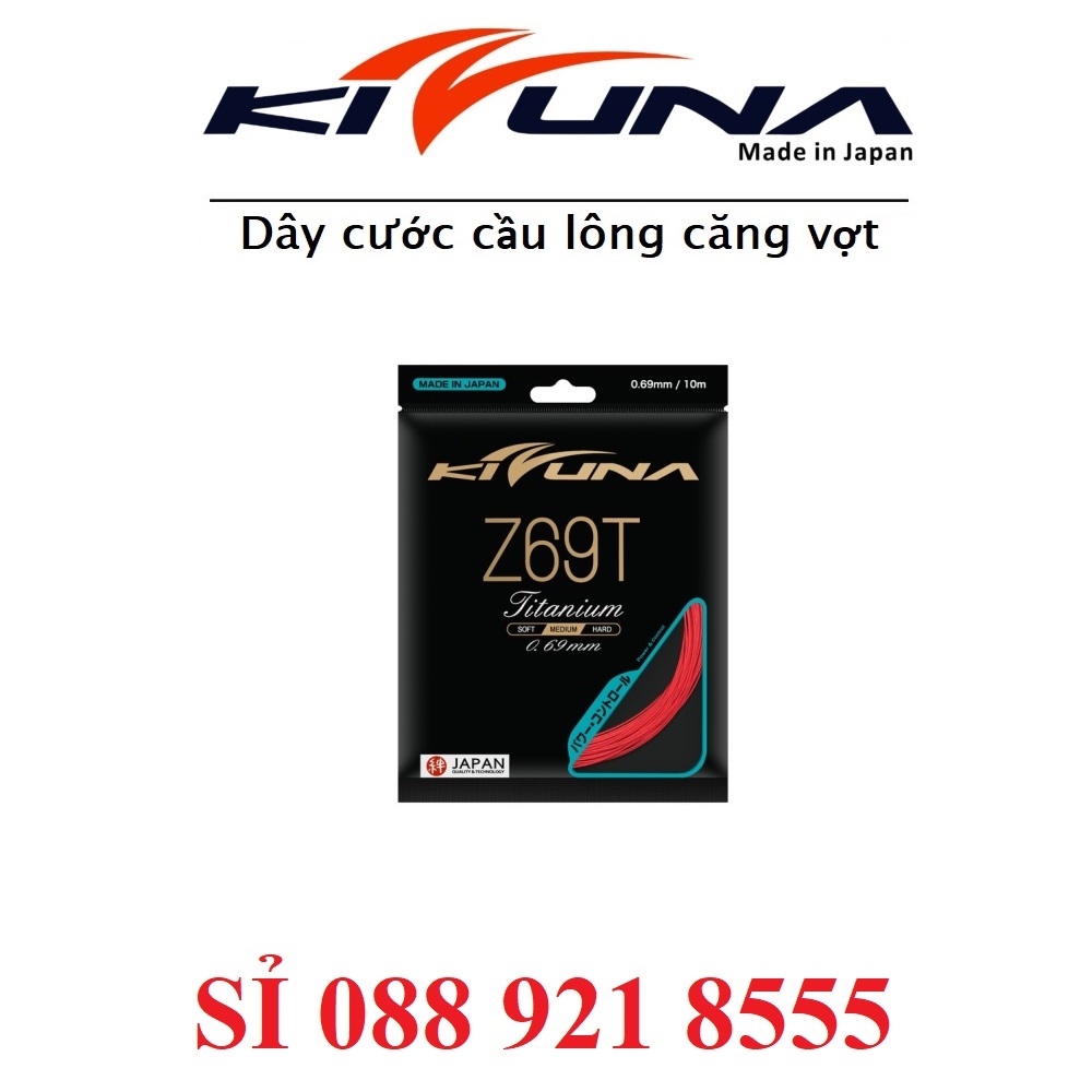 Dây Cước Căng Vợt Cầu Lông Kizuna Z69T Titanium Red 0.69mm | Vỷ 10m Màu Đỏ
