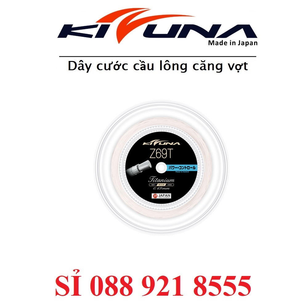 Dây Cước Căng Vợt Cầu Lông Kizuna Z69T Titanium White 0.69mm | Cuộn 200m Màu Trắng