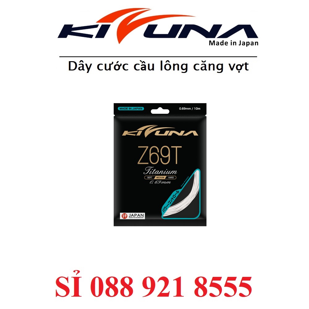 Dây Cước Căng Vợt Cầu Lông Kizuna Z69T Titanium White 0.69mm | Vỷ 10m Màu Trắng