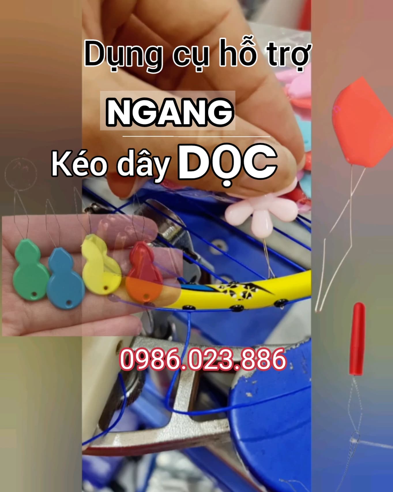 Dụng cụ kéo dây cước căng vợt qua lỗ gen vợt có đoạn giao nhau