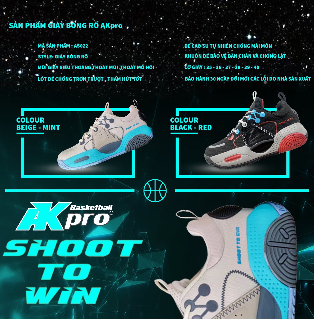 Giày Bóng Rổ AKpro AS022 Màu Be