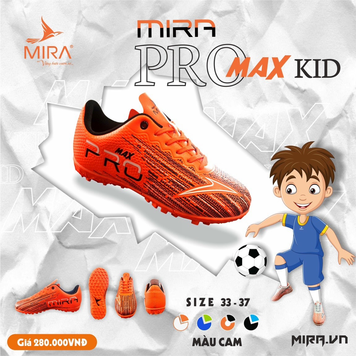 Giầy Đá Bóng MIRA PRO MAX KID (trẻ em)