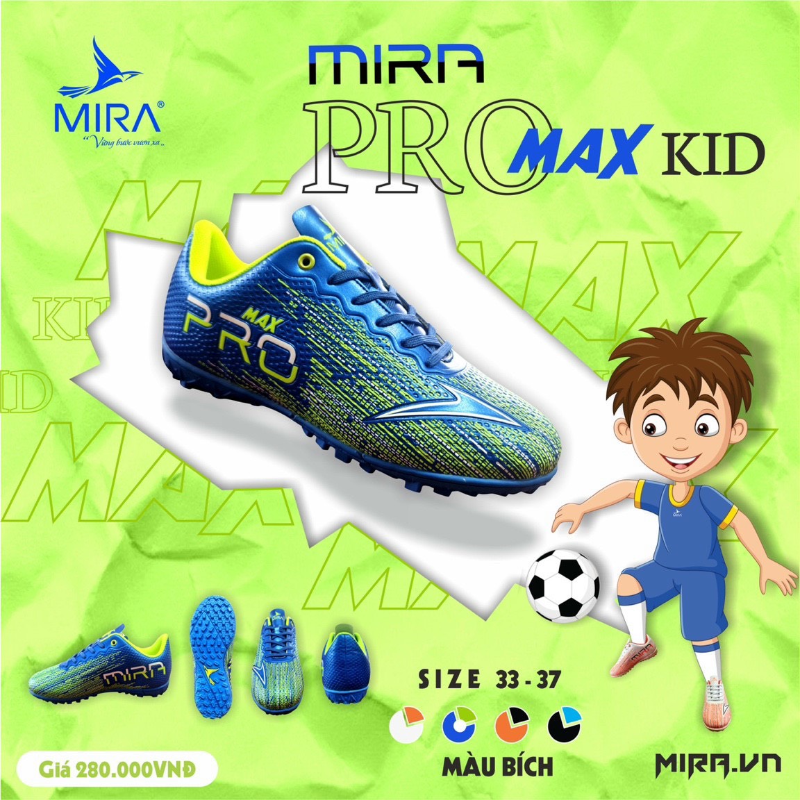Giầy Đá Bóng MIRA PRO MAX KID (trẻ em)