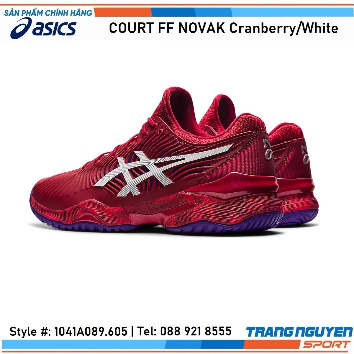 Giày Tennis Asics Court FF Novak Cranberry/White Năm 2022 (1041A089.605)