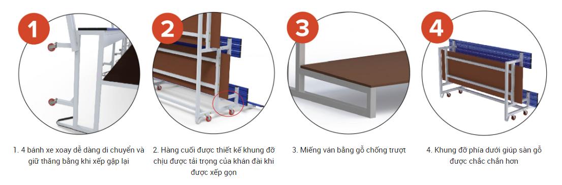 Khán Đài Di Động, 2 Hàng Ghế, Sức Chứa 8 Người Sodex Sport Mã Sản Phẩm S35620