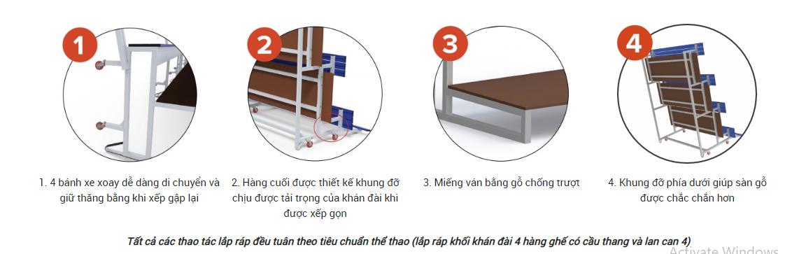Khán Đài Di Động, 4 Hàng Ghế, Sức Chứa 16 Người Sodex Sport Mã Sản Phẩm S35640