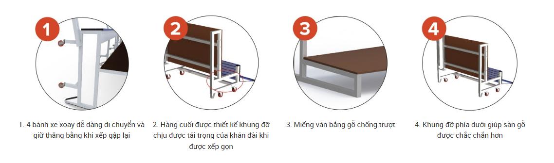 Khối Cầu Thang Di Động, 2 Hàng Ghế, Sức Chứa 2 Người Sodex Sport Mã Sản Phẩm S35621