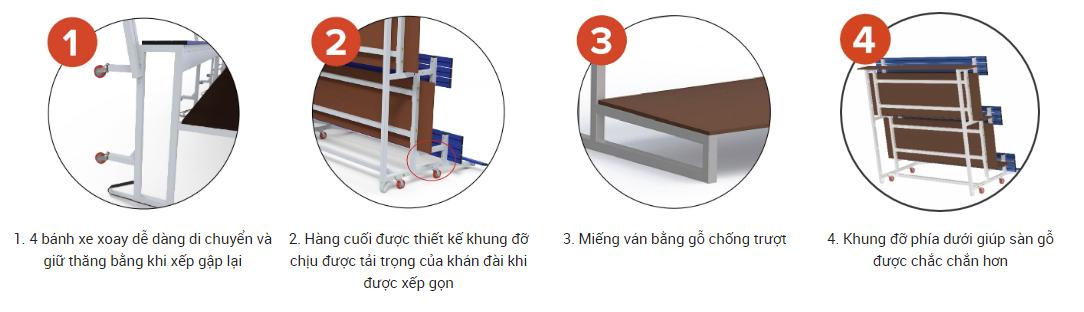 Khối Cầu Thang Di Động, 3 Hàng Ghế, Sức Chứa 12 Người Sodex Sport Mã Sản Phẩm S35630
