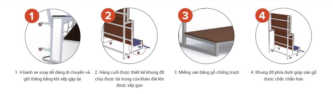 Khối Cầu Thang Di Động, 4 Hàng Ghế, Sức Chứa 2 Người Sodex Sport Mã Sản Phẩm S35641