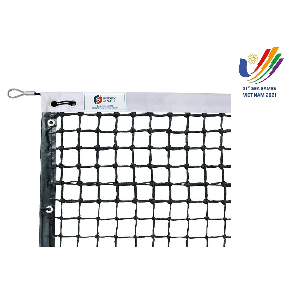 Lưới Tennis Sợi BR Ø4mm, Ô Đơn 48mm Với 6 Ô Trên Đôi, Băng Trên PES, Băng Xung Quanh PVC Có Cọc Sodex Sport Mã Sản Phẩm S25898
