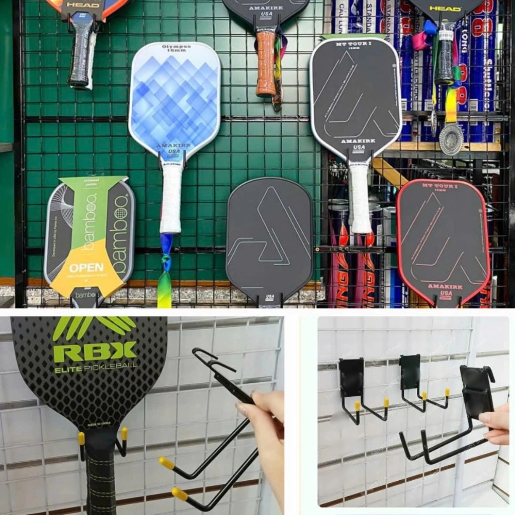 Móc Treo Vợt Pickleball Sắt chịu lực tốt sơn tĩnh điện màu đen bền bỉ