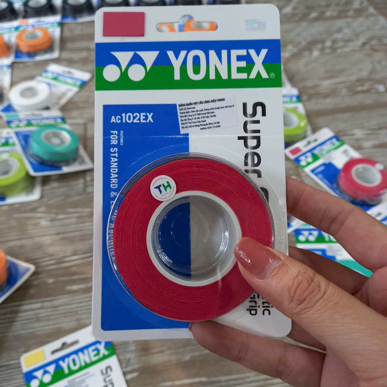 Hộp 10 Vỷ Cuốn Cán Vợt Yonex AC102EX | Màu Đỏ