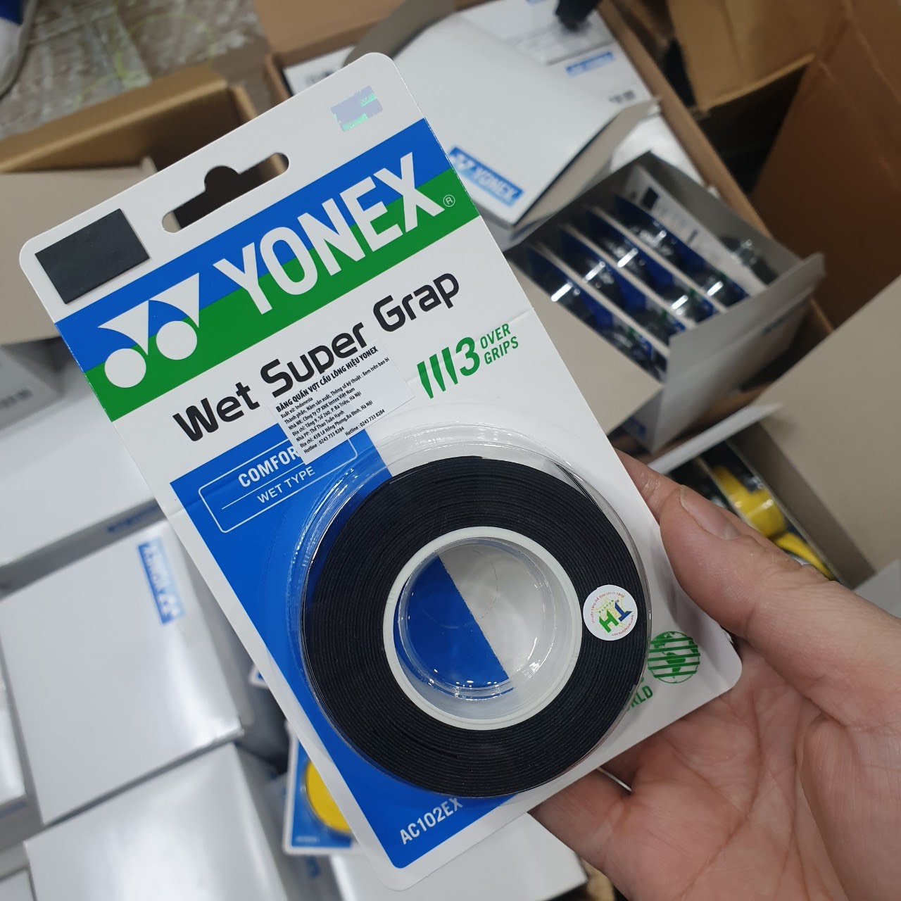 Hộp 10 Vỷ Cuốn Cán Vợt Yonex AC102EX | Màu Đen