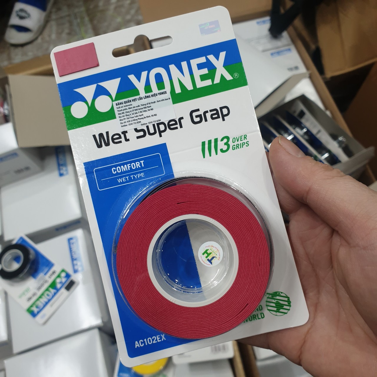 Quấn Cán Vợt Cầu Lông Yonex AC102EX | Vỷ 3 chiếc đủ màu