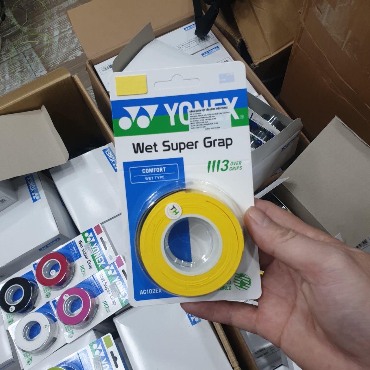 Hộp 10 Vỷ Cuốn Cán Vợt Yonex AC102EX | Màu Vàng