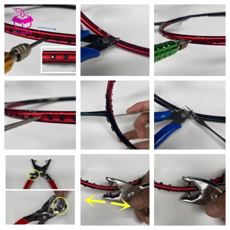 Bộ dụng cụ căng vợt cầu lông, thay gen cước, cắt dây, dùi lỗ...