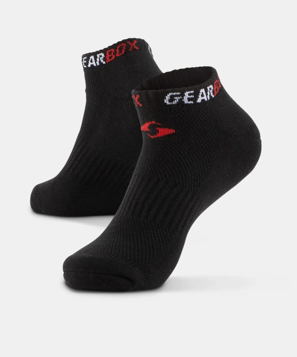 Tất Chơi Pickleball Phối Màu Đen Đỏ Trắng - Gearbox No-Show Socks